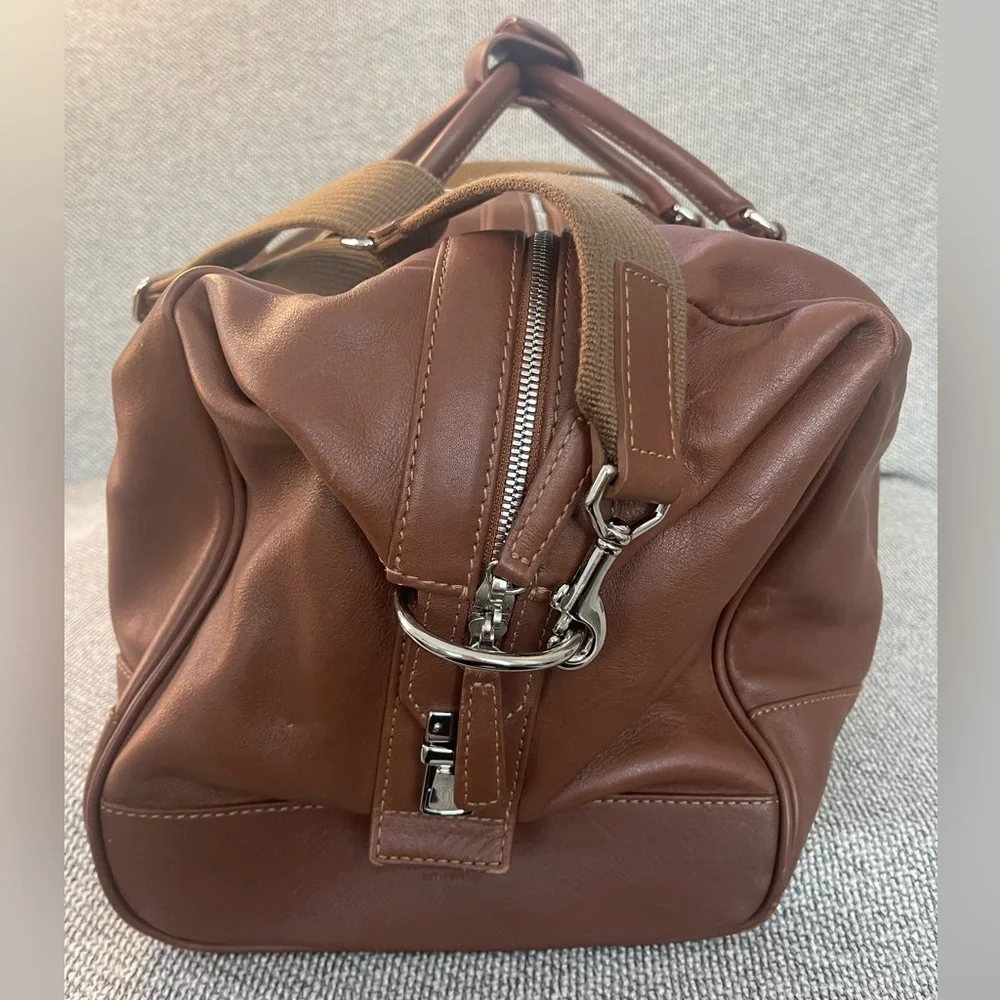 Coach Heavy Brown Leather Travel Duffel Bag with Coach Lock and Key - Picture 10 of 16